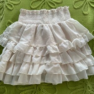 SHEIN White Layered Ruffle Mini Skirt